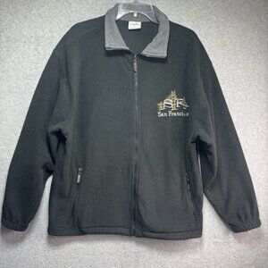 Lanza San Francisco Fleece Jacket Large Black Gray Full Zip Embroidered Bridge